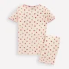 Snug Short John Pyjamas Almond Pink Strawberry Stripe