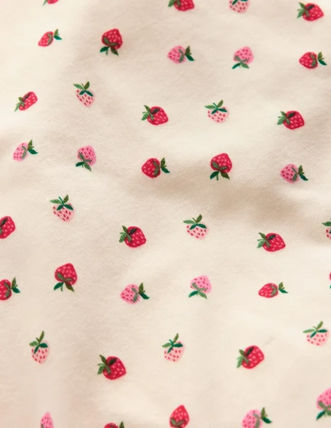 Snug Short John Pyjamas Almond Pink Strawberry Stripe
