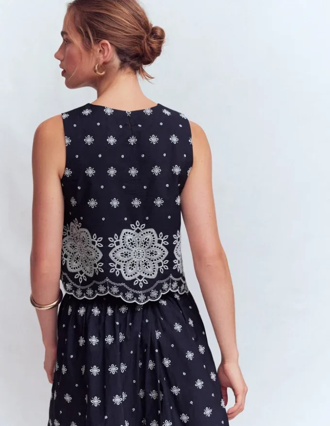 Sofia Broderie Shell Top Navy Sofia Broderie Shell Top Navy