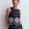 Sofia Broderie Shell Top Navy Sofia Broderie Shell Top Navy