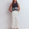 Sofia Broderie Shell Top Navy Sofia Broderie Shell Top Navy
