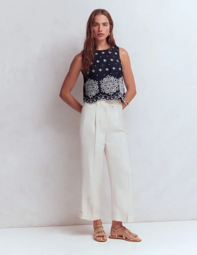 Sofia Broderie Shell Top Navy Sofia Broderie Shell Top Navy