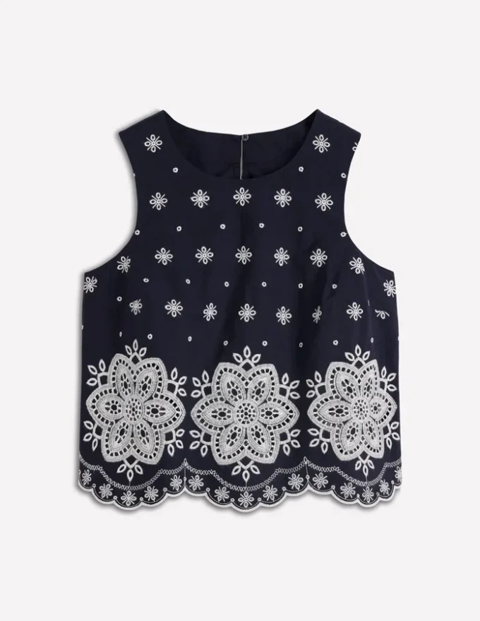 Sofia Broderie Shell Top Navy Sofia Broderie Shell Top Navy