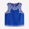 Sofia Embroidered Linen Top Bright Blue Sofia Embroidered Linen Top Bright Blue