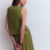 Sofia Embroidered Linen Top Woodland Green Sofia Embroidered Linen Top Woodland Green
