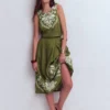 Sofia Embroidered Linen Top Woodland Green Sofia Embroidered Linen Top Woodland Green
