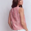 Sofia Linen Top Bright Cherry Stripe Sofia Linen Top Bright Cherry Stripe