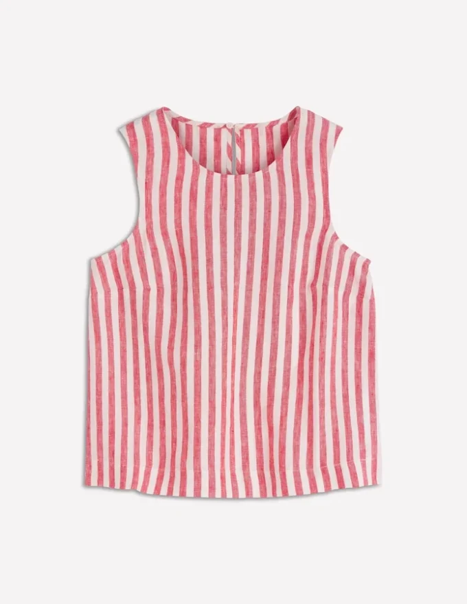 Sofia Linen Top Bright Cherry Stripe Sofia Linen Top Bright Cherry Stripe