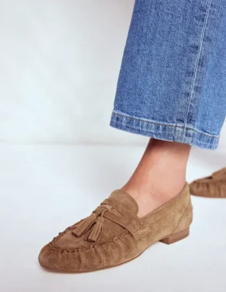 Soft Ruched Loafers Caramel