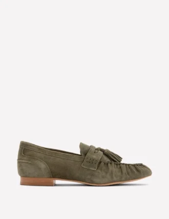 Soft Ruched Loafers Deep Olive