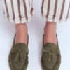 Soft Ruched Loafers Deep Olive Soft Ruched Loafers Deep Olive