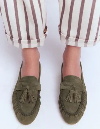 Soft Ruched Loafers Deep Olive