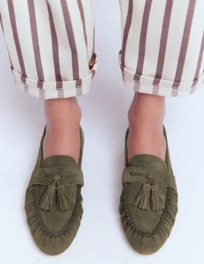 Soft Ruched Loafers Deep Olive Soft Ruched Loafers Deep Olive