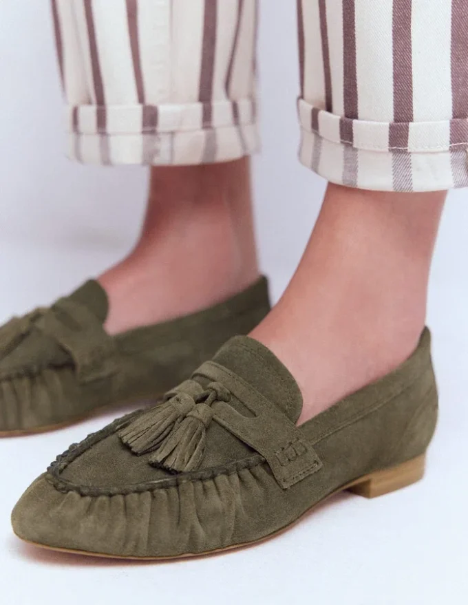 Soft Ruched Loafers Deep Olive Soft Ruched Loafers Deep Olive