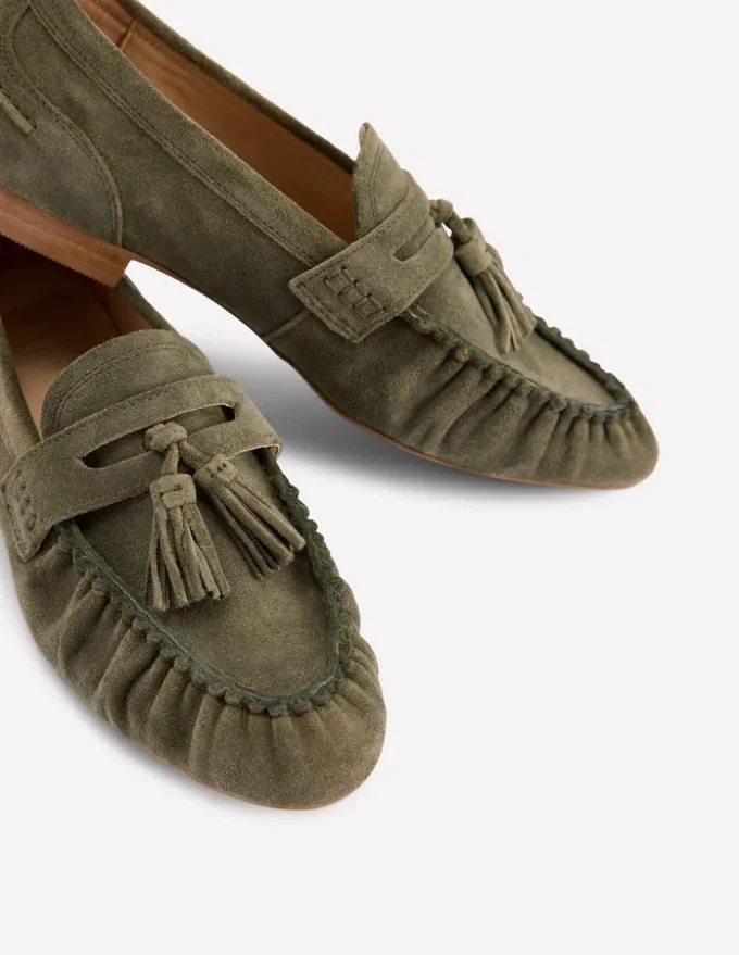 Soft Ruched Loafers Deep Olive Soft Ruched Loafers Deep Olive