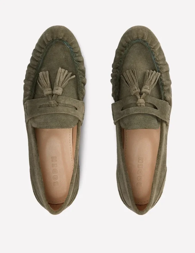 Soft Ruched Loafers Deep Olive Soft Ruched Loafers Deep Olive