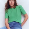 Sophie Puff Sleeve T-shirt Aloe Green