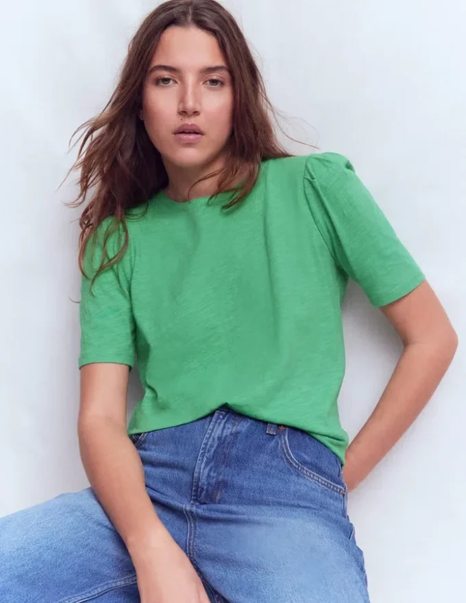 Sophie Puff Sleeve T-shirt Aloe Green