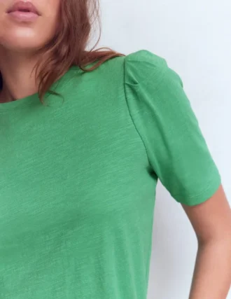 Sophie Puff Sleeve T-shirt Aloe Green