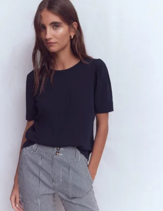 Sophie Puff Sleeve T-shirt Navy