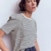 Sophie Puff Sleeve T-shirt Navy and Ivory Stripe Sophie Puff Sleeve T-shirt Navy and Ivory Stripe