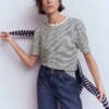 Sophie Puff Sleeve T-shirt Navy and Ivory Stripe Sophie Puff Sleeve T-shirt Navy and Ivory Stripe
