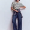 Sophie Puff Sleeve T-shirt Navy and Ivory Stripe Sophie Puff Sleeve T-shirt Navy and Ivory Stripe