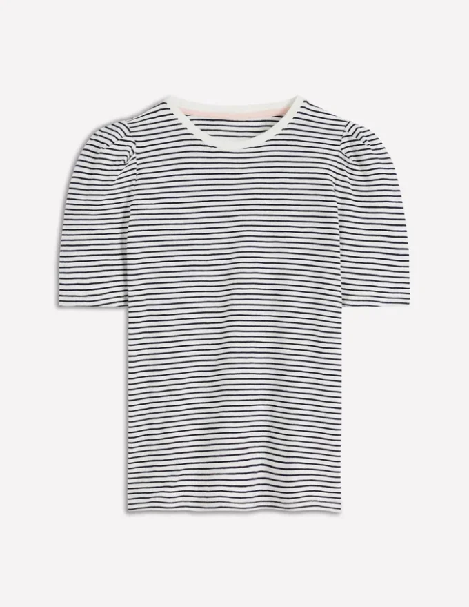 Sophie Puff Sleeve T-shirt Navy and Ivory Stripe Sophie Puff Sleeve T-shirt Navy and Ivory Stripe
