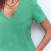 Sophie V-neck Slub T-shirt Aloe Green
