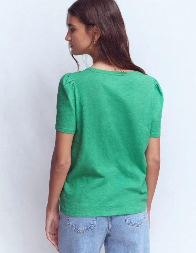 Sophie V-neck Slub T-shirt Aloe Green