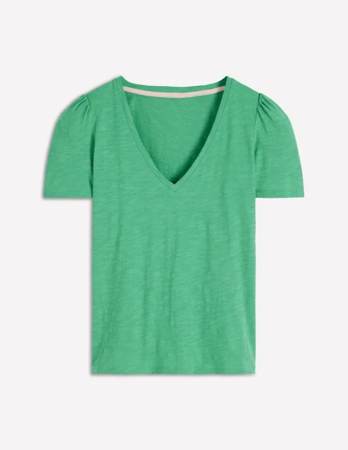 Sophie V-neck Slub T-shirt Aloe Green