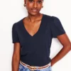 Sophie V-neck Slub T-shirt Navy Sophie V-neck Slub T-shirt Navy
