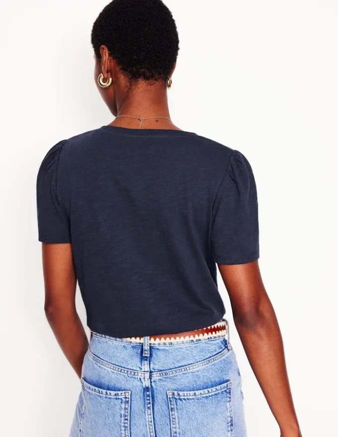 Sophie V-neck Slub T-shirt Navy Sophie V-neck Slub T-shirt Navy