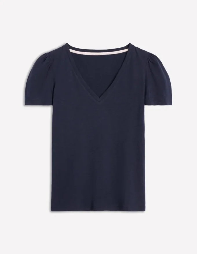 Sophie V-neck Slub T-shirt Navy Sophie V-neck Slub T-shirt Navy