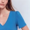 Sophie V-neck Slub T-shirt Vallarta Blue
