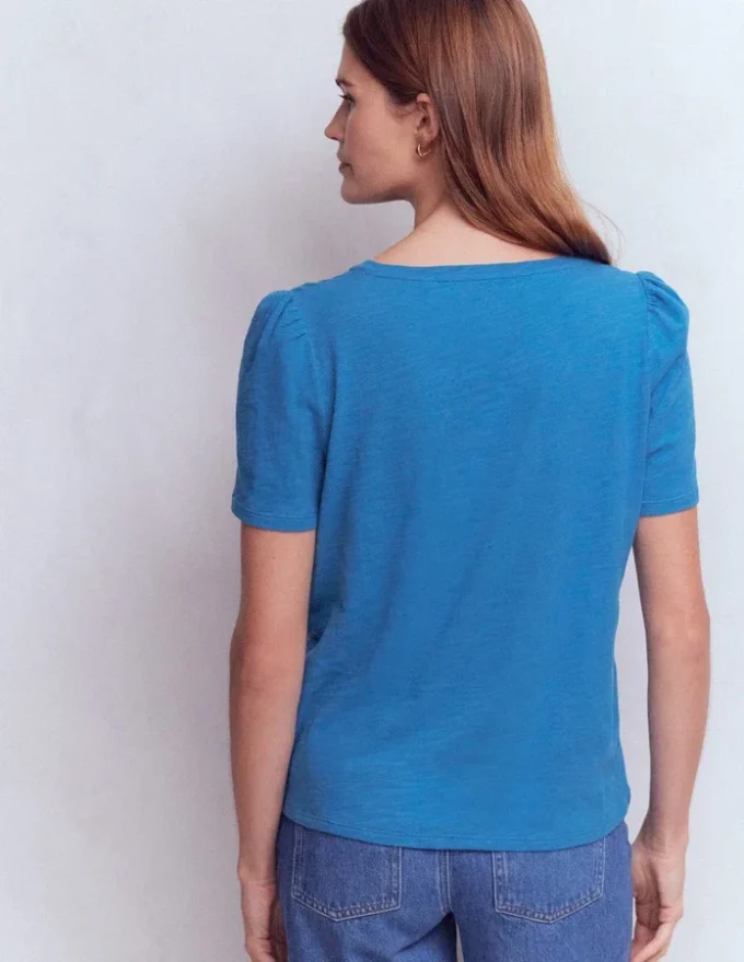 Sophie V-neck Slub T-shirt Vallarta Blue