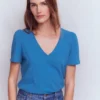 Sophie V-neck Slub T-shirt Vallarta Blue