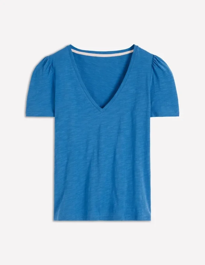 Sophie V-neck Slub T-shirt Vallarta Blue