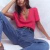 Sophie V-neck Slub T-shirt Virtual Pink Sophie V-neck Slub T-shirt Virtual Pink