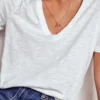 Sophie V-neck Slub T-shirt White Sophie V-neck Slub T-shirt White