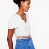 Sophie V-neck Slub T-shirt White Sophie V-neck Slub T-shirt White