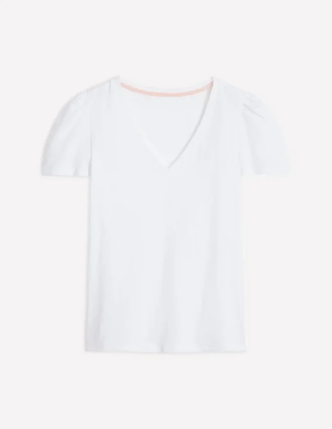 Sophie V-neck Slub T-shirt White Sophie V-neck Slub T-shirt White