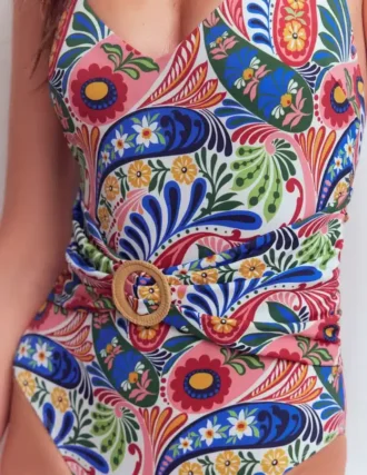 Sorrento Hoop Sash Swimsuit Multi, Enchanted Paisley