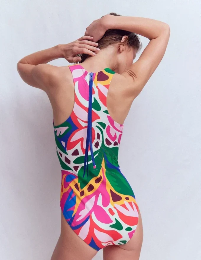 Sporty Rash Guard Swimsuit Multi, Leafy Cascade Sporty Rash Guard Swimsuit Multi, Leafy Cascade