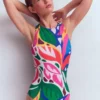 Sporty Rash Guard Swimsuit Multi, Leafy Cascade Sporty Rash Guard Swimsuit Multi, Leafy Cascade