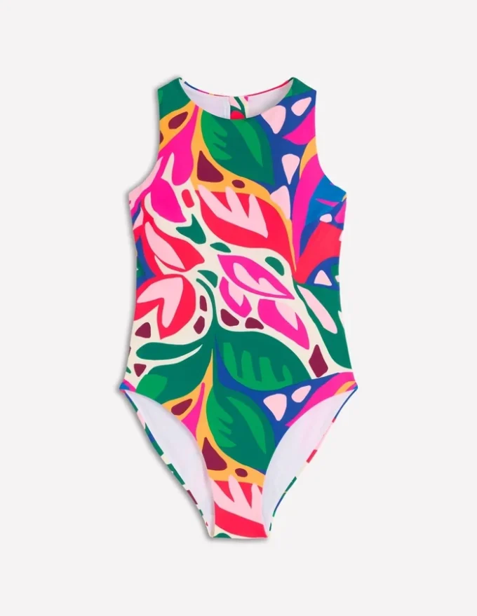 Sporty Rash Guard Swimsuit Multi, Leafy Cascade Sporty Rash Guard Swimsuit Multi, Leafy Cascade