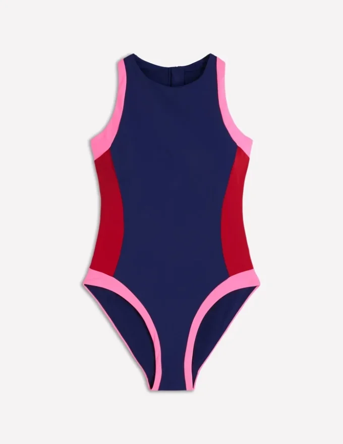 Sporty Rash Guard Swimsuit Navy, Colourblock Sporty Rash Guard Swimsuit Navy, Colourblock