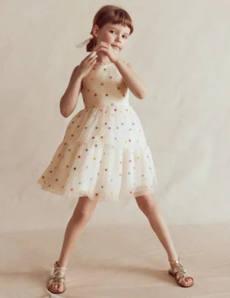 Spot Occasion Dress Soft Ivory Multi Spot