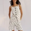 Square Neck Linen Waistcoat Ivory, Painted Dot Spaced Square Neck Linen Waistcoat Ivory, Painted Dot Spaced