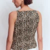 Square Neck Linen Waistcoat Leopard Print Square Neck Linen Waistcoat Leopard Print